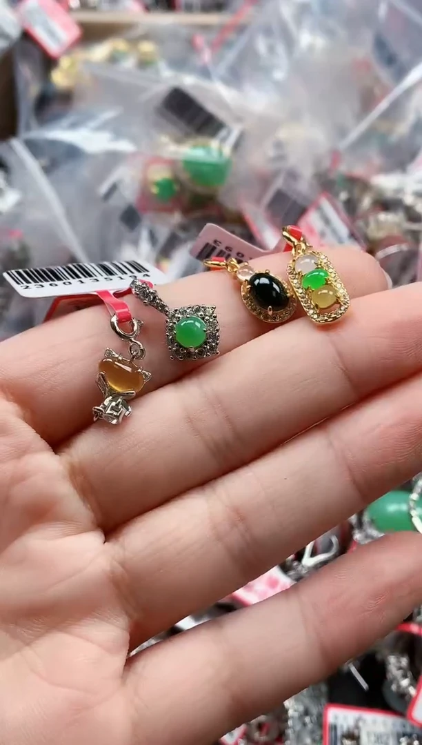 银S925镶嵌戒指翡翠天然A货缅甸翡翠