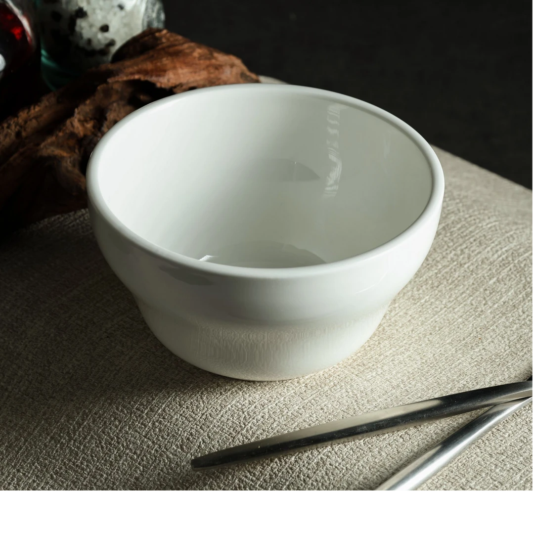 双11福利云山景墨陶瓷4.75葫芦型米饭碗碗（2个装）白瓷碗饭碗