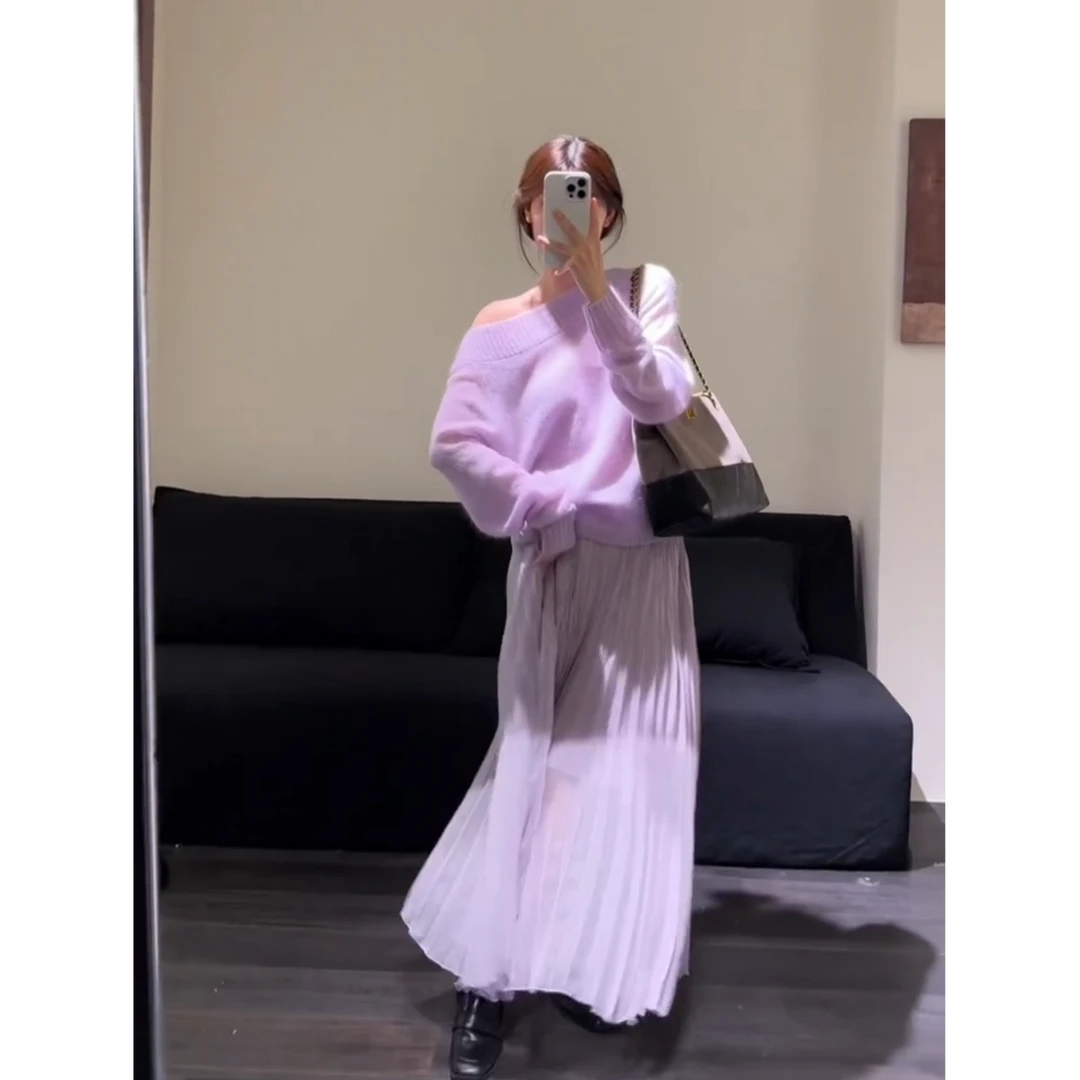 2025早秋一整套时尚减龄甜美百搭慵懒风毛衣半身裙两件套