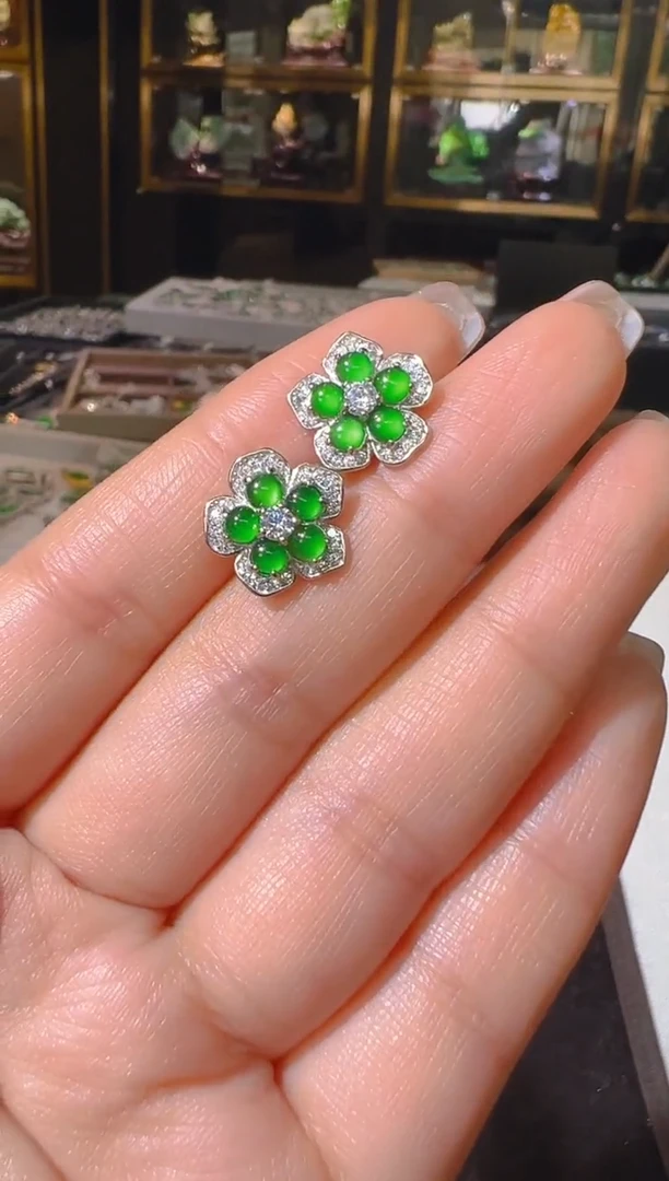 【闪购商品】翡翠耳饰银S925镶嵌131（多样性发货）