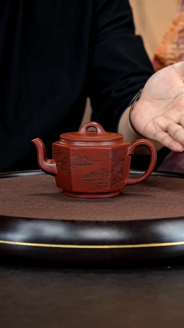 茶壶紫砂清砂堂紫砂专场作品73： 六方宫灯   海棠红泥 280cc