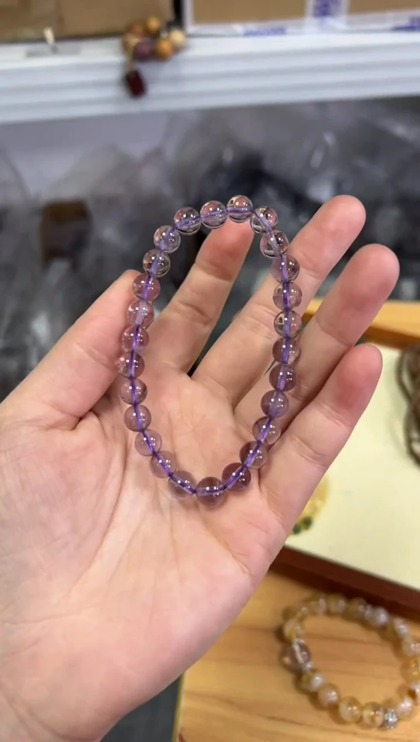 【闪购商品】水晶手链未镶嵌透体紫水晶圆珠手链[3679]