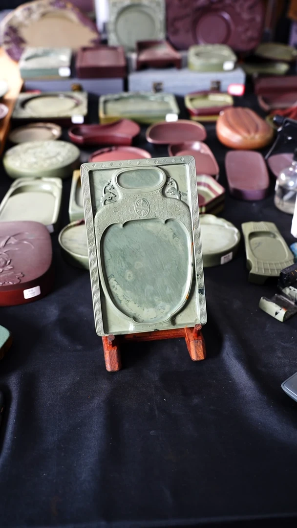 虢州砚南河中坑老料7.5寸宝瓶砚