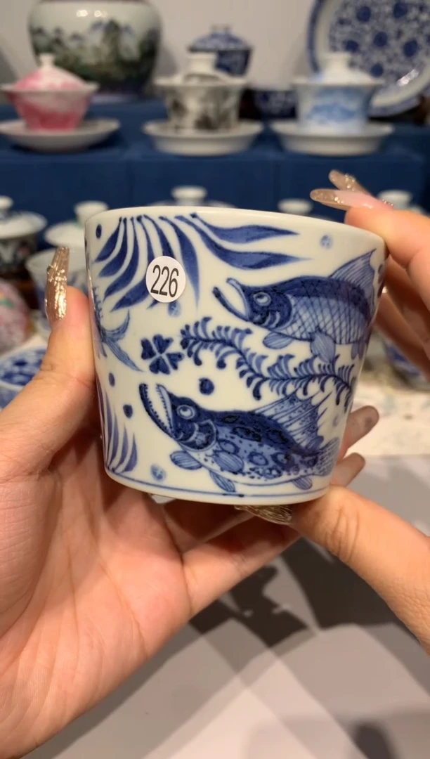 【闪购商品】摆件226青花鱼藻可乐杯