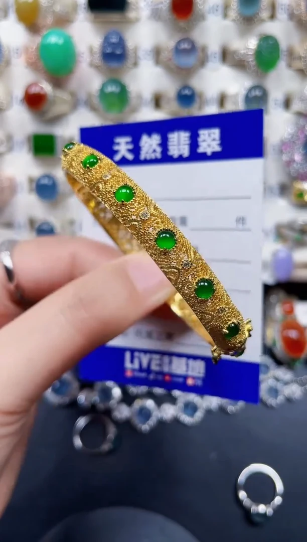 银S925镶嵌手镯翡翠176