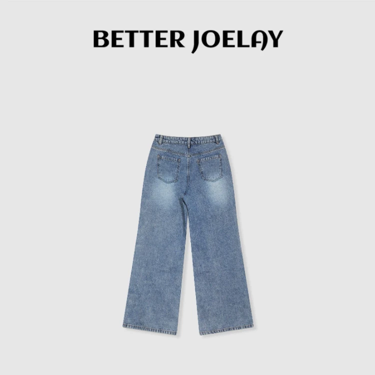BETTERJOELAY -【花束圆舞曲】百搭时尚潮流休闲宽松牛仔裤ZZ2053