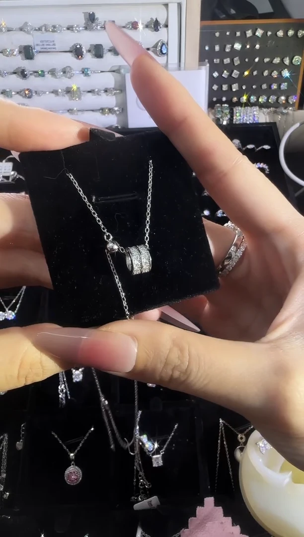 合成碳硅石吊坠925银莫桑 思念心圈吊坠MSD.660