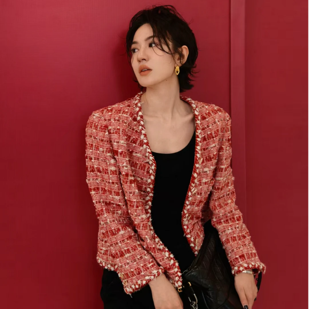 MARIUS"草莓圣代"法式短款轻奢薄雾小香外套