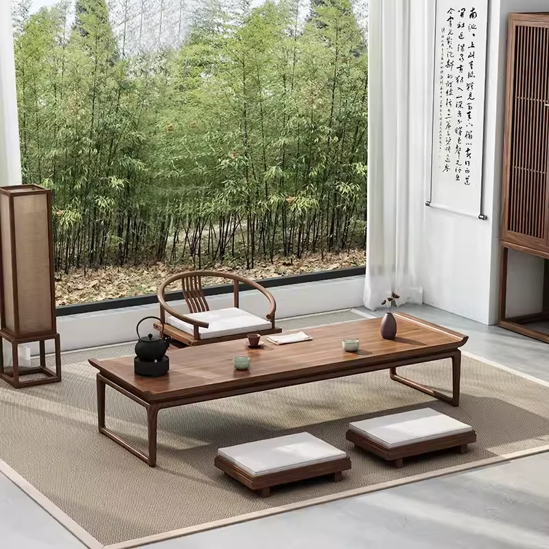 榻榻米茶桌地台桌茶几小矮桌炕桌实木定制仿古禅意日式飘窗木质桌