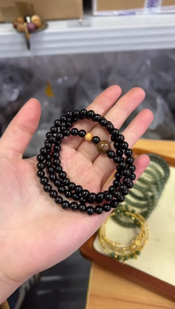 【闪购商品】风车木（黑檀木）手串/手链乌木黑檀木设计款多圈[0862]