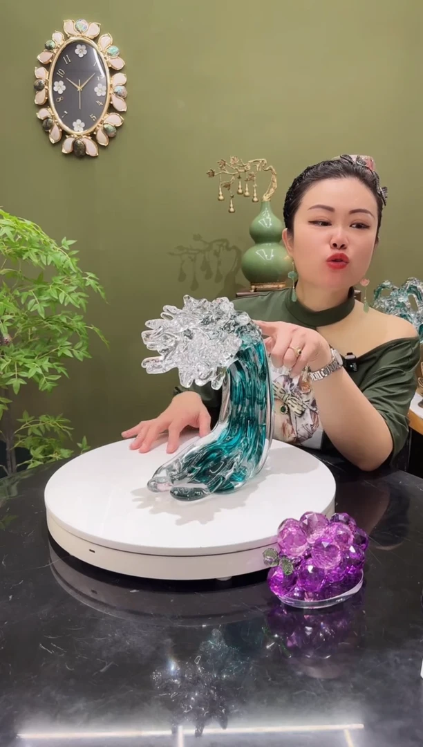 琉璃蓝色浪花摆件