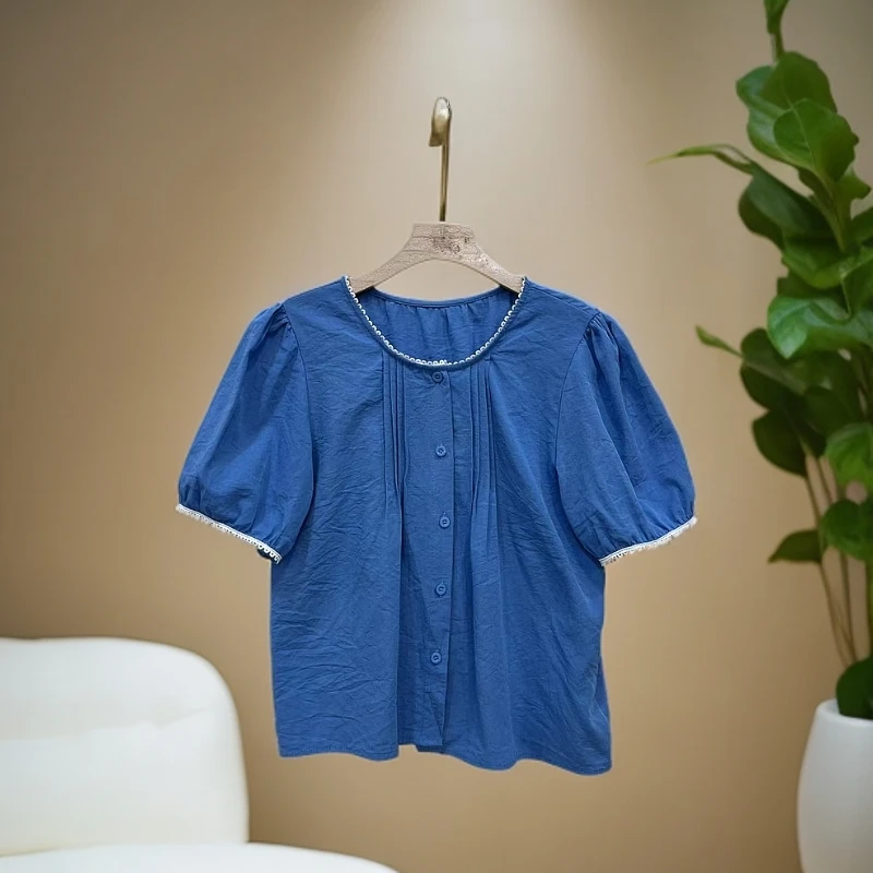 2659-2衬衫女款时尚百搭气质褶皱简约衬衫