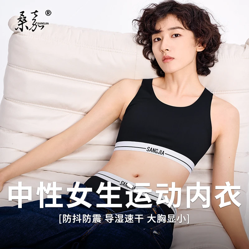 桑嘉四季无痕轻束胸内衣大胸显小运动背心防抖防震学生裹胸cos女