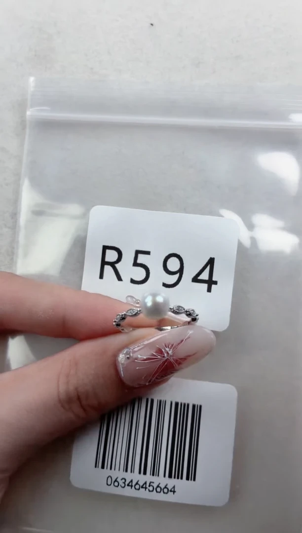 银S925镶嵌戒指淡水珍珠R594