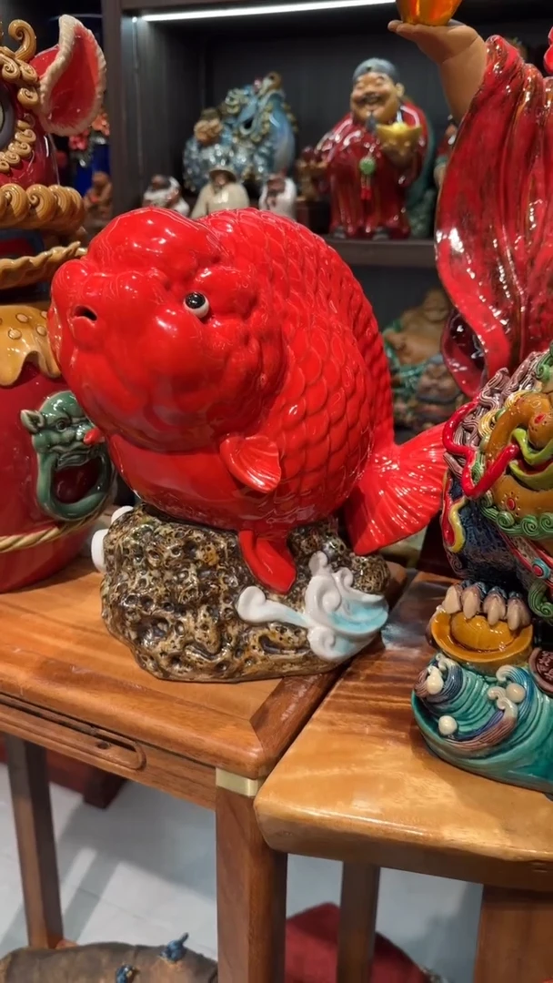 陶瓷富*牛大红利鱼一件