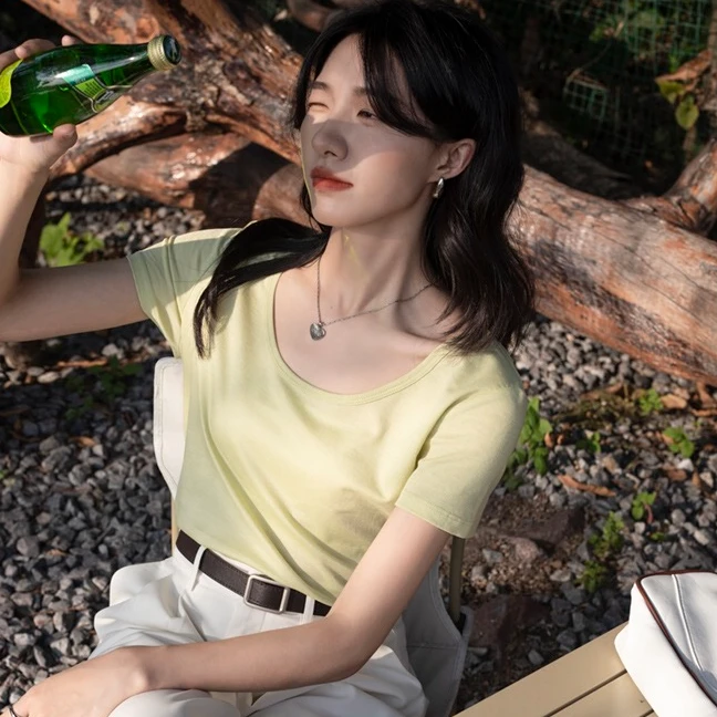 【高端礼盒装】线下289 凉感维C科技丝滑纯色U领短袖显瘦休闲百搭