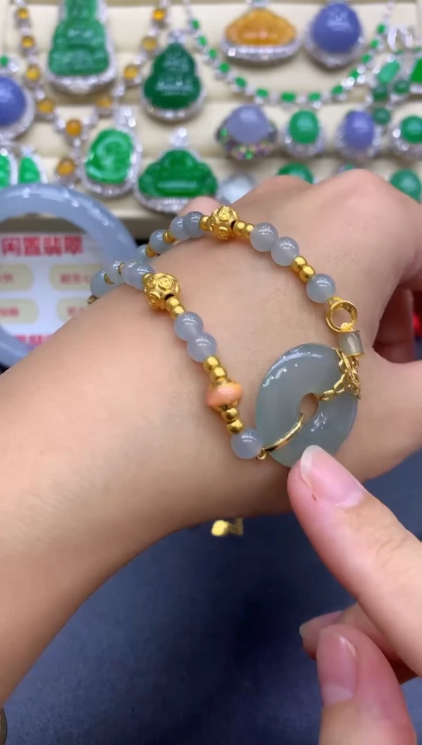 18K金镶嵌手链翡翠284-中国好珍宝