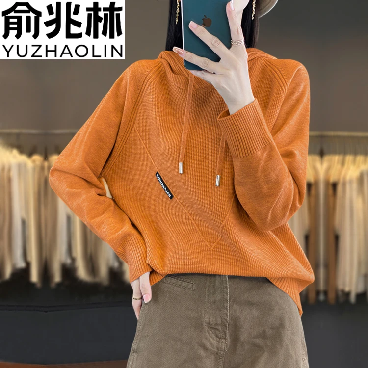 俞兆林上衣百搭时尚宽松显瘦针织衫打底衫毛衣连帽卫衣
