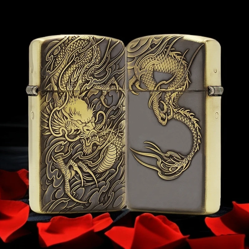 ZIPPO/之宝【龙行天下】纤巧窄机盔甲正品煤油打火机KF-DF
