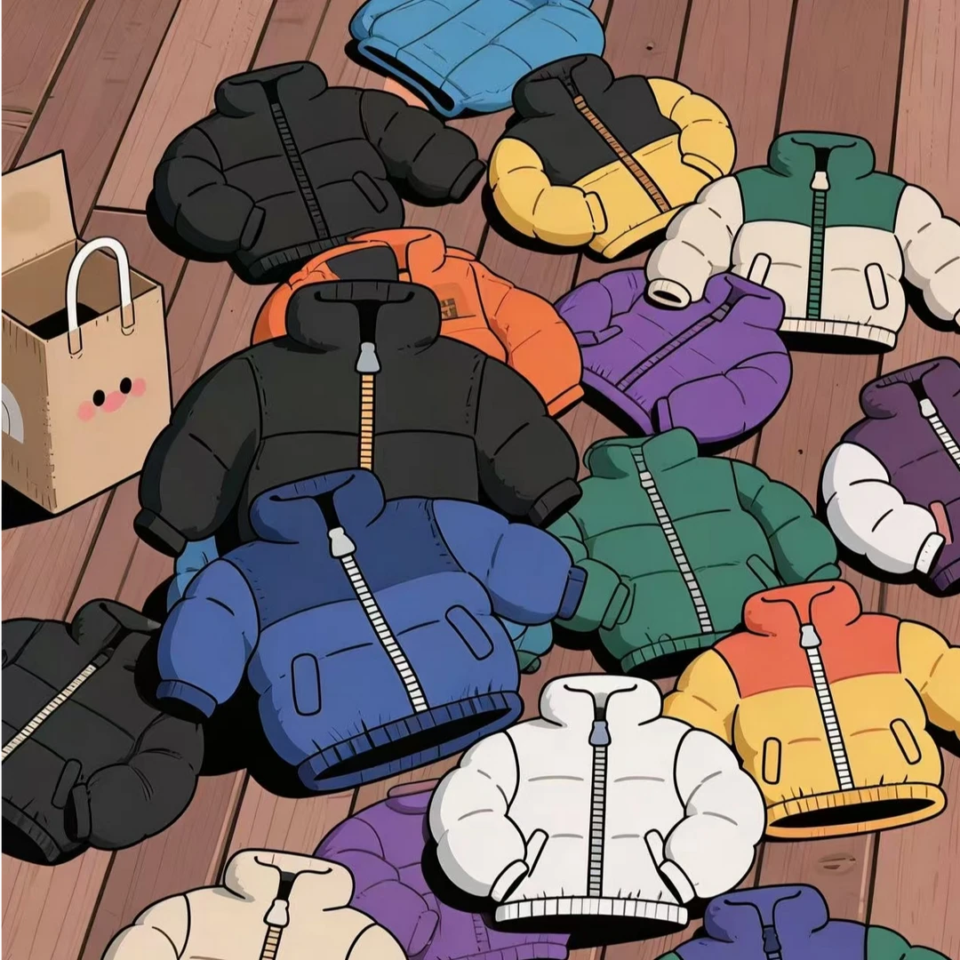 BMOI北北家休闲风B类V领字母厚款常规款羽绒保暖圆领男女同款