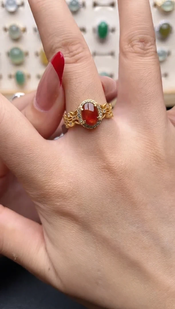 【闪购商品】翡翠戒指银S925镶嵌一物一证一礼盒