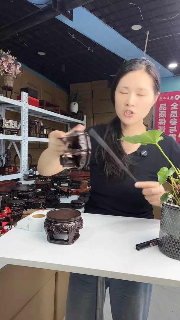 木新款黑檀木高花架398