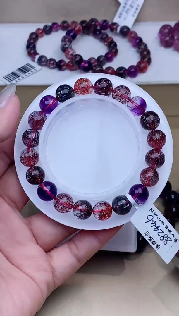 未镶嵌手链水晶黑加仑超七9m+