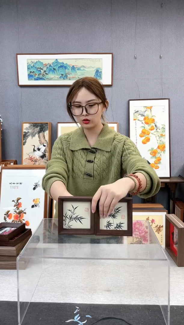 【闪购商品】国画5寸-小摆台作品-竹子