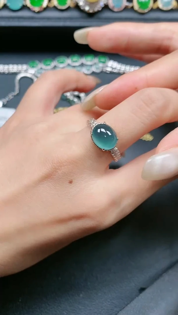 翡翠戒指银S925镶嵌1111111