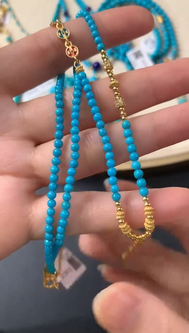 银S925镶嵌绿松石项链D552|999