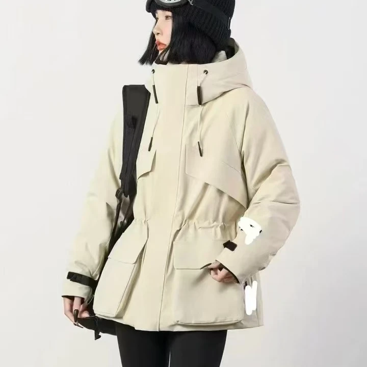 【明星同款】风壳黑金户外登山滑雪百搭连帽收腰显瘦保暖羽绒服