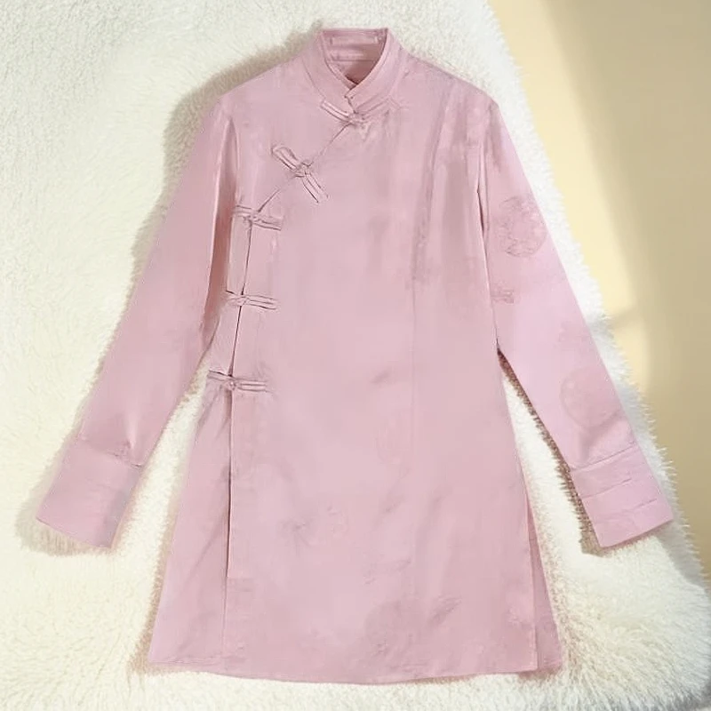 『窈窕淑女』春季穿搭新款国风气质斜襟盘扣提花衬衫