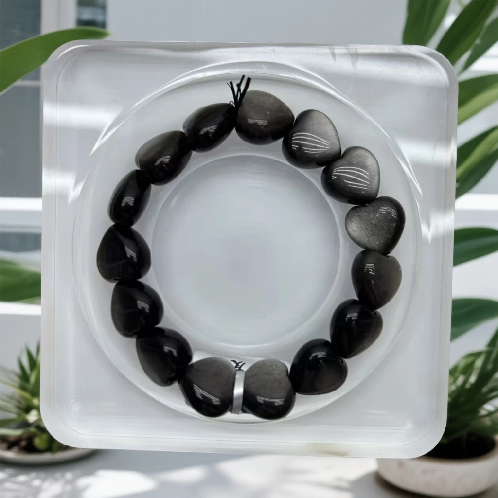 黑曜石银曜石手串