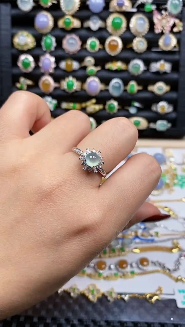 银S925镶嵌戒指翡翠106