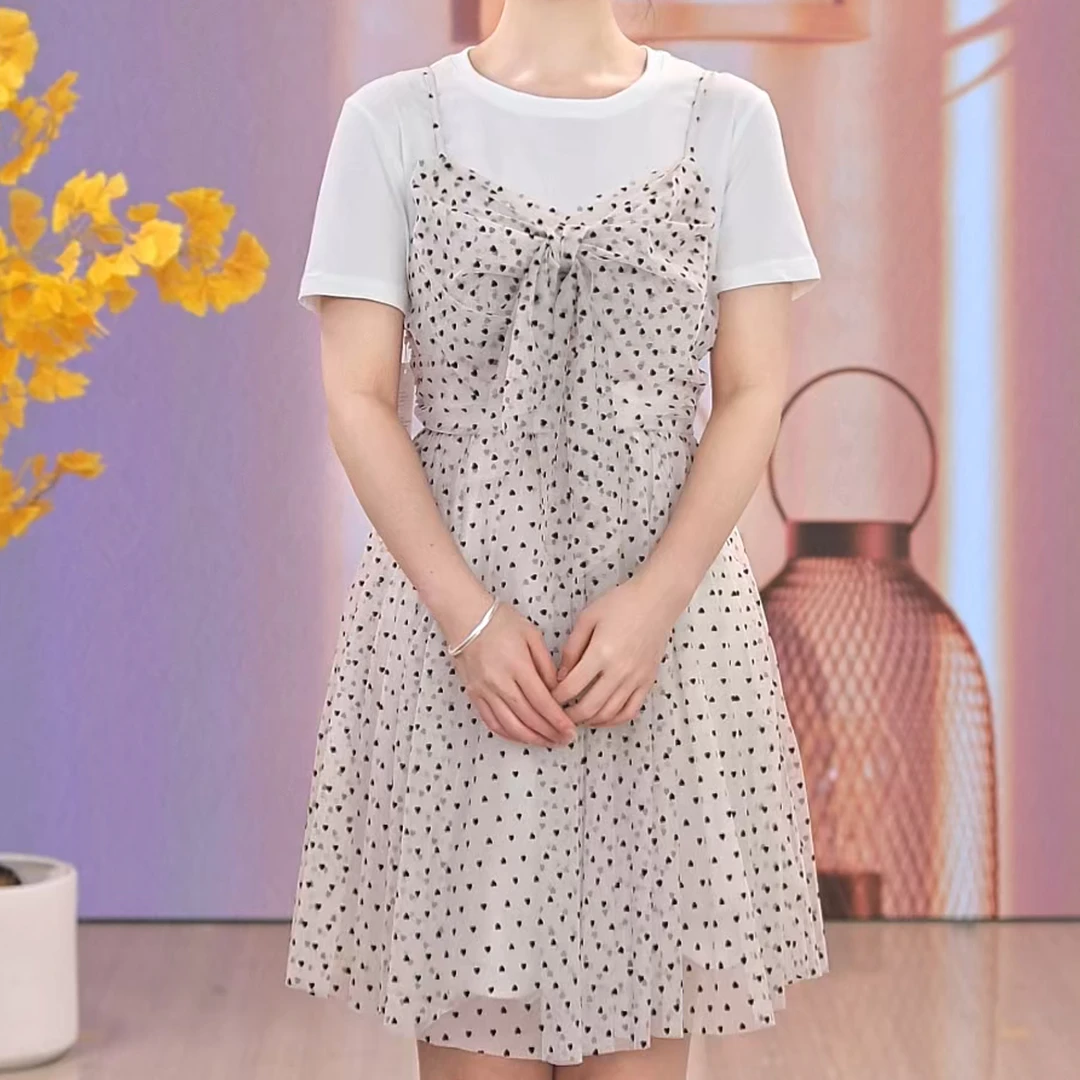 爱居兔蝴蝶结设计减龄时尚两件式连衣裙EQLFJ2M002A