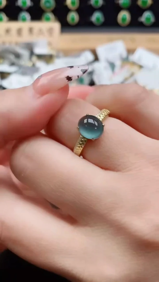 银S925镶嵌戒指翡翠1