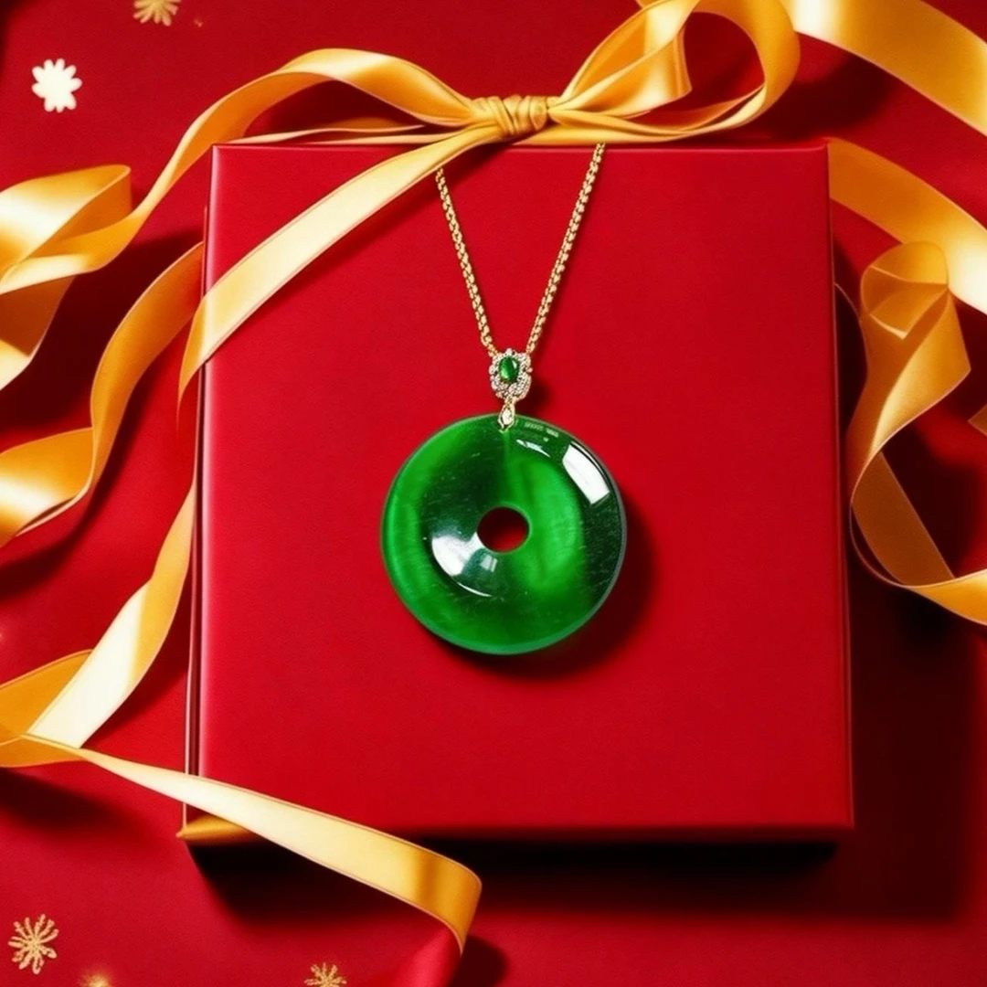 B109-精品时尚国际奢饰瑰宝绿色平安扣配礼盒配链子