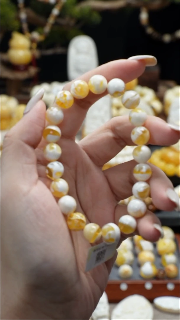 手链琥珀未镶嵌天然琥珀蜜蜡虎皮手串