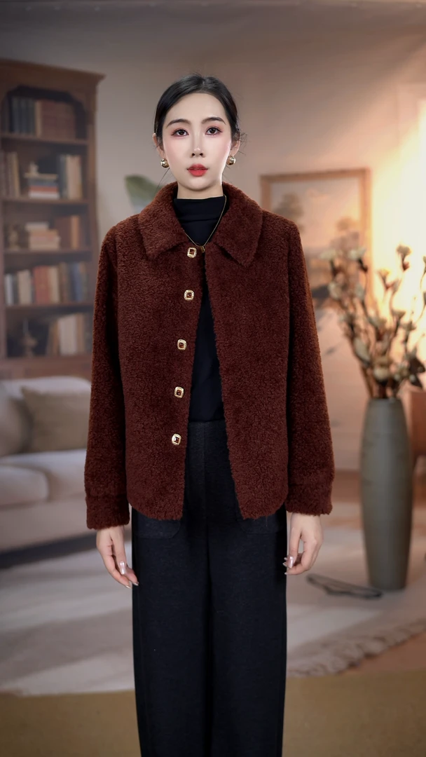 【妙莱  可可棕】秋冬巨保暖羊羔绒外套女高品质防风时尚