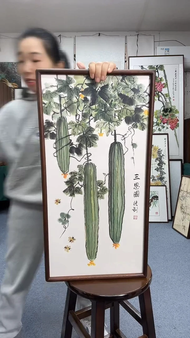 国画35*68实木画框京东包邮手绘