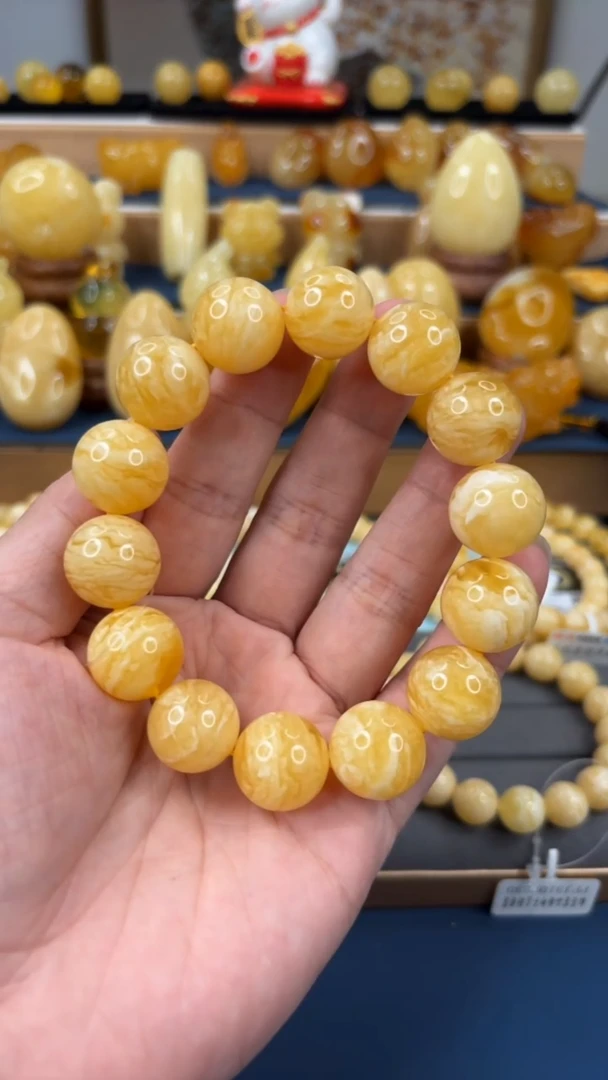 手串琥珀未镶嵌p95臻品蜜蜡虎皮单圈 16+mm 37.32克