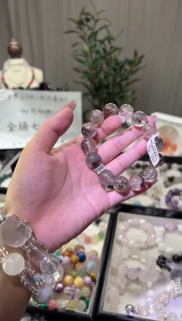 水晶手串未镶嵌绿幽灵天然水晶fufu款