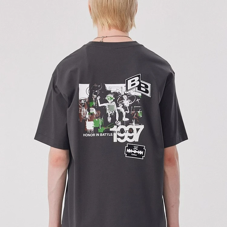 商场同款卡宾高级感男装字母印花夏新款宽松短袖潮流潮牌H百搭T恤