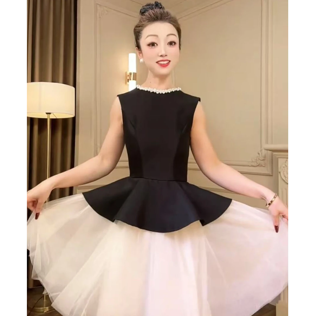 2025夏季新款法式时尚气质感修身显瘦百搭优雅高级感连衣裙9004