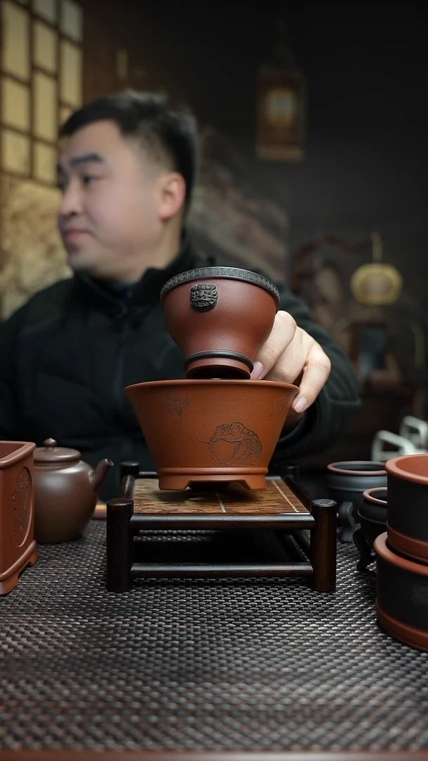 紫砂花盆鹿*長木軒精品紫砂