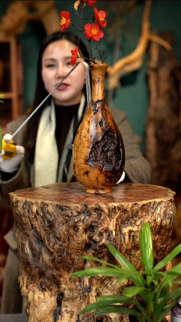 木雷击枣木富贵瓶