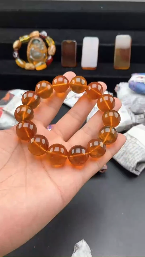 手链琥珀未镶嵌金棕珀手串