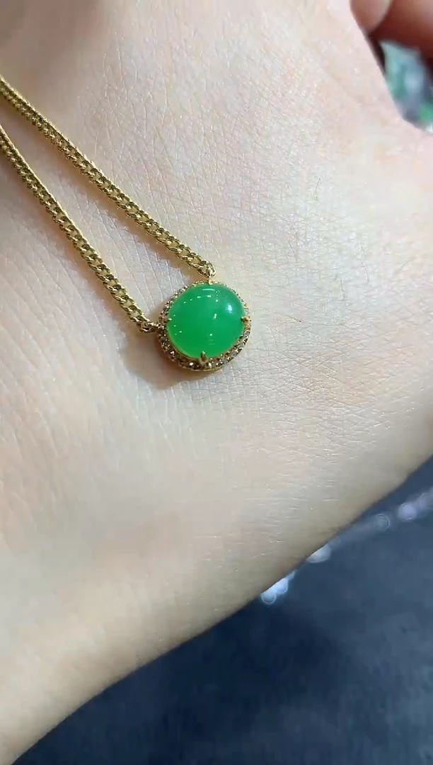 项链18K金镶嵌翡翠A13翡翠多样性发一件