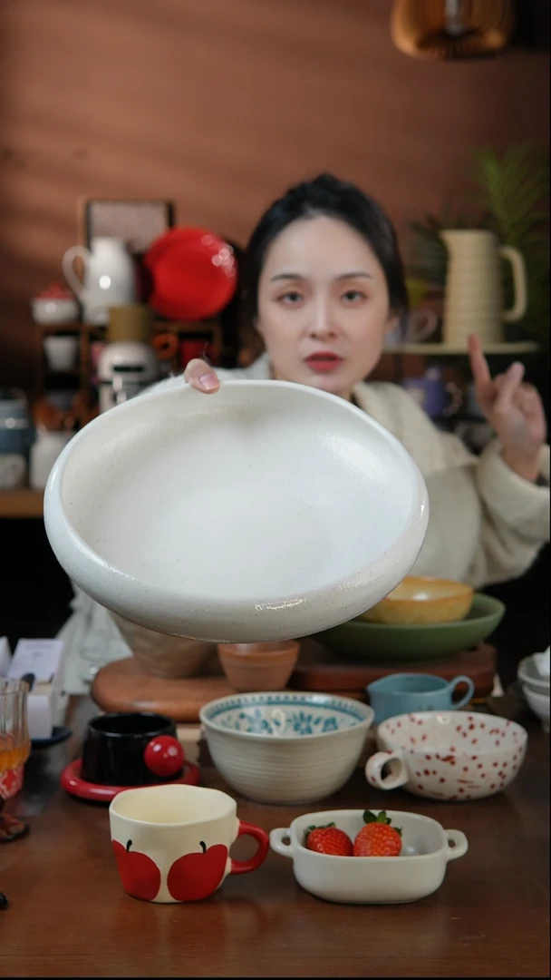 瓷片10英寸砂石饽饽大盘 微瑕 凑满20发货