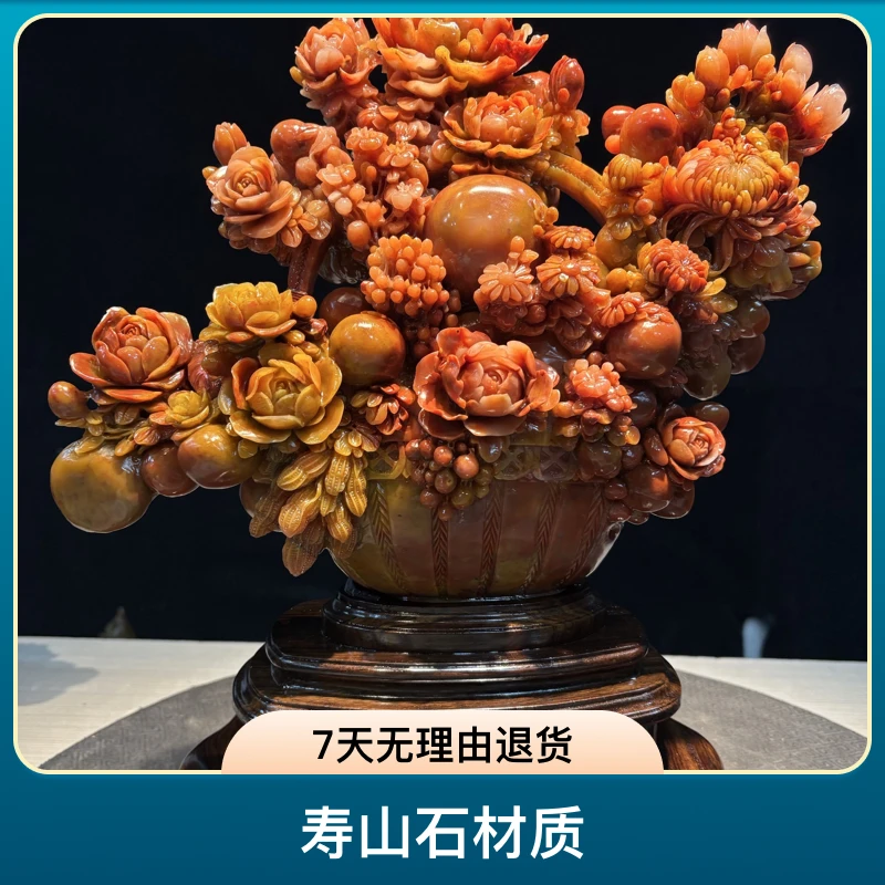 寿山石山水田黄印章印摆件奇石手把件石雕工艺品入门玄关家居